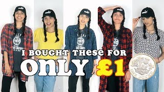 thrifting challenge  i bought clothes for ONLY £1 merch announcement  clickfortaz [upl. by Gnahk]