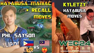 KYLETZY PHI SAYSON SHOWING HAYABUSA MOVES IN amp AFTER GAME VS MALAYSIA  SIBOL vs SRG  IESF WEC 2024 [upl. by Norrv486]