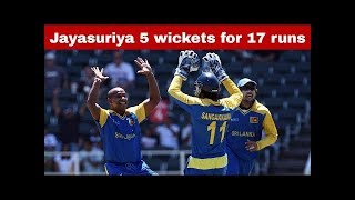 Sanath Jayasuriya 5 wickets for 17 runs against Pakistan  Sri Lanka Cricket  Kumar Sangakara [upl. by Okoyk]