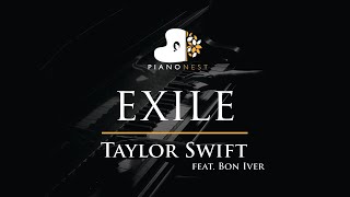 Taylor Swift – exile feat Bon Iver  Piano Karaoke Instrumental Cover with Lyrics [upl. by Celle]