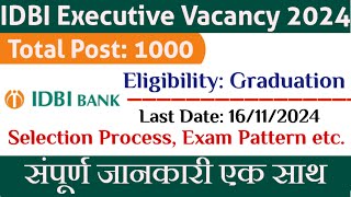 IDBI Bank Executive Notification 2024  IDBI Bank Vacancy 2024  Lets Rank 1 idbinotification2024 [upl. by Ethelstan]