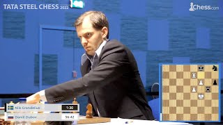 Dubov Blunders and Nils Stares At Him After Playing The Winning Move  Tata Steel Chess Round 10 [upl. by Tenay]