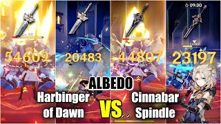 Albedo Build  Harbinger of Dawn R5 vs Cinnabar Spindle R5  Best weapon for Albedo [upl. by Llerahc]