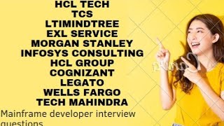 Mainframe interview questions which are asked on top of most companies TCS LTI EXL Infosys HCL [upl. by Ulrike]