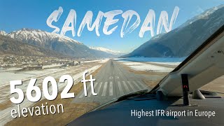 Samedan Airport Full Approach  Highest IFR airport in Europe  4K [upl. by Illoh]