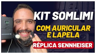 Microfone sem fio Sennheiser do Aliexpress  o Kit COMPLETO com Mic Auricular e Lapela [upl. by Kwok]