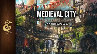 Medieval City  Realistic Ambience  1 Hour dnd [upl. by Jock]