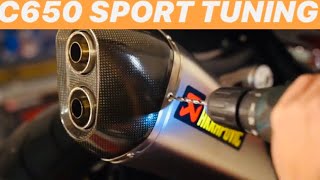 AKRAPOVIC UITLAAT MONTEREN OP BMW C650 SPORT 2017 [upl. by Yknip]