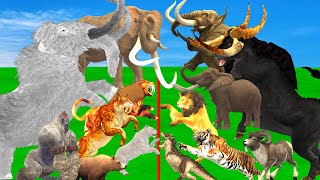 Prehistoric Ice Age Mammals vs Real Life Mammals White Mammoth Fight Elephant Size Animal Battle [upl. by Airrotal]