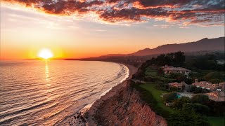 4K Drone footage flying over waves  Loon Point Beach Santa Barbara with added ocean audio [upl. by Attenwahs]