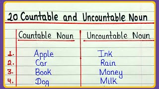 Examples of countable and uncountable noun  20 examples  20 examples of countable and uncountable [upl. by Ahsenrac]