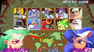 Darkstalkers 1  Morrigan Aensland vs Felicia Hardest AI Arcade Mode Vampire The Night Warriors [upl. by Myra587]