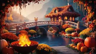 Autumn Ambience with Acoustic Guitar Music bird and fire sounds [upl. by Alverson821]