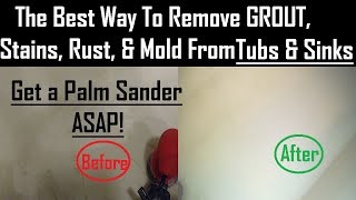 How To Clean a Porcelain Enamel Bathtub amp Sink With Palm Sander amp Krud Kutter [upl. by Nnitsuj]