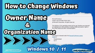 How to Change the Windows Owner Name and Organization Name  Windows 11  10 [upl. by Gaut124]