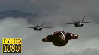 Tony Stark vs Two F22 Raptor Fighters in the movie IRON MAN 2008 [upl. by Elston691]