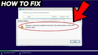 Fix Windows cannot be installed to this disk The selected disk is of the GPT partition style [upl. by Walcoff]