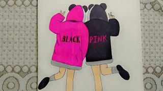 How to draw BlackpinkBlackpink drawing simpleBlackpink drawing cuteBlackpink drawing with colour [upl. by Christis]