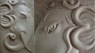 making Ganesha mural with water based clay3D wall mural painting [upl. by Eolande525]