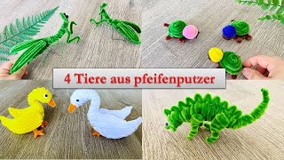 4 Tiere aus pfeifenputzer  4 Basteln mit pfeifenputzer  Pfeifenreiniger tiere basteln [upl. by Nadab35]