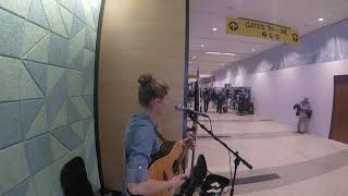 Woodstock  Joni cover song by KM  Austin Airport [upl. by Ahsiad]