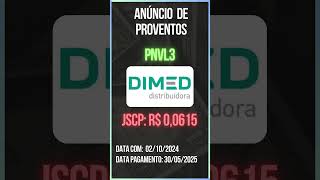 Anúncio de Proventos  DIMED Distribuidora  PNVL3 [upl. by Etem]