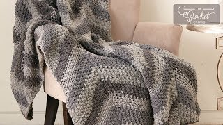 Crochet Chevron Panels Blanket  EASY  The Crochet Crowd [upl. by Britt]