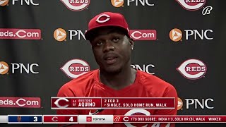 Aristides Aquino recounts his highlightreel catch and Wade Mileys reaction  REDSMETS POSTGAME [upl. by Arola]