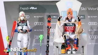 Shiffrins phenomenal run not enough to unseat Vlhova as Zagreb Snow Queen  NBC Sports [upl. by Moureaux]