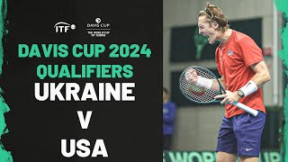 Davis Cup 2024 Qualifiers Ukraine v USA Oleksii Krutykh v Sebastian Korda [upl. by Crescint]