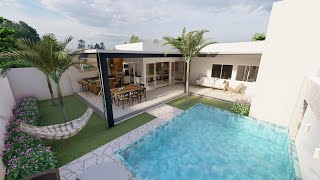 Casa em em formato de quotLquot  COM PISCINA E ESPAÇO GOURMET [upl. by Tnairb]