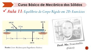 Equilíbrio do Corpo Rígido em duas Dimensões Exercícios  Aula 11  Mecânica dos Sólidos [upl. by Zevahc]