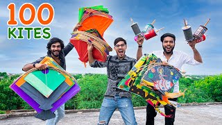 Flying 100 kites Challenge  100 पतंग से कितनी पतंग काट पाएंगे Interesting Results [upl. by Bowen]