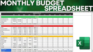 How to Make a Monthly Budget Excel Spreadsheet  Cashflow Income Fixed and Variable Expenses [upl. by Nivak]