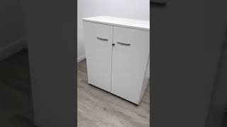 Used MidHeight Office Cupboard 2 Adjustable Shelves White Wood Lockable H1180mm For Sale UK [upl. by Ellehsim]