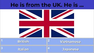 Quiz to learn English Countries and nationalities [upl. by Ynelram]