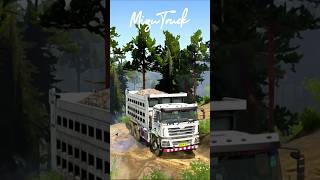 White truck passes through difficult road mudrunner simulation truck shorts [upl. by Lleon315]