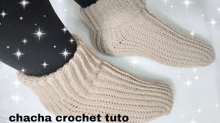 Tuto chaussettes pour adultes au crochet [upl. by Helsa]