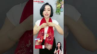 Tying summer girls fashion scarf around neck Springs scarf fashion scarfwearing shorts viral [upl. by Wooldridge]