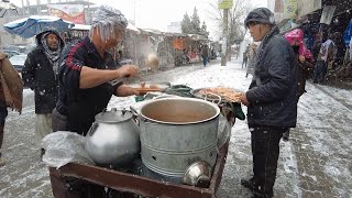 Snow day Street food In Kabul Afghanistan [upl. by Weatherby]