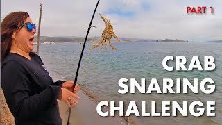 Crab Snaring Challenge at Lawsons Landing  Part 1 Tomales Bay [upl. by Adlesirg]