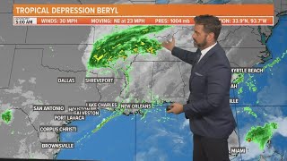 Beryl pulling moisture to First Coast leading to Tuesday afternoon storms [upl. by Oria575]