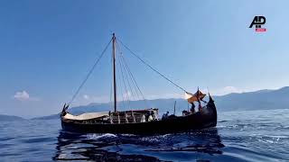 Viking ship navigating seafarers ancient routes berths in Adriatic [upl. by Sitruc682]