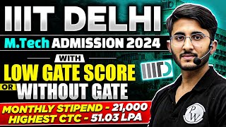 IIIT DELHI MTech Admission 2024  With Low GATE Score or Without GATE [upl. by Indihar]