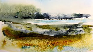 Atmospheric Semi Abstract Landscape Watercolour Tutorial [upl. by Andrea]