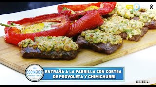 Entrañas con costra de provoleta y chimichurri y morrones rellenos a la parrilla [upl. by Adela]