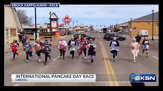 2023 International Pancake Day Race from Liberal [upl. by Ahsiadal]