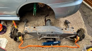 Subaru WR1 sti Impreza  rear subframe removal for paint and bushes  2022 Uk [upl. by Collbaith]