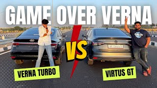 Volkswagen Virtus GT VS Hyundai Verna Turbo Drag Race🚀 Ab Batao Winner😎 PrathamShokeen [upl. by Ominorej125]