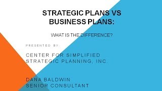 Strategic Plans vs Business Plans  What is the difference by Dana Baldwin [upl. by Kammerer]